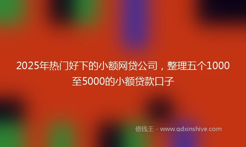 2025年热门好下的小额网贷公司，整理五个1000至5000的小额贷款口子