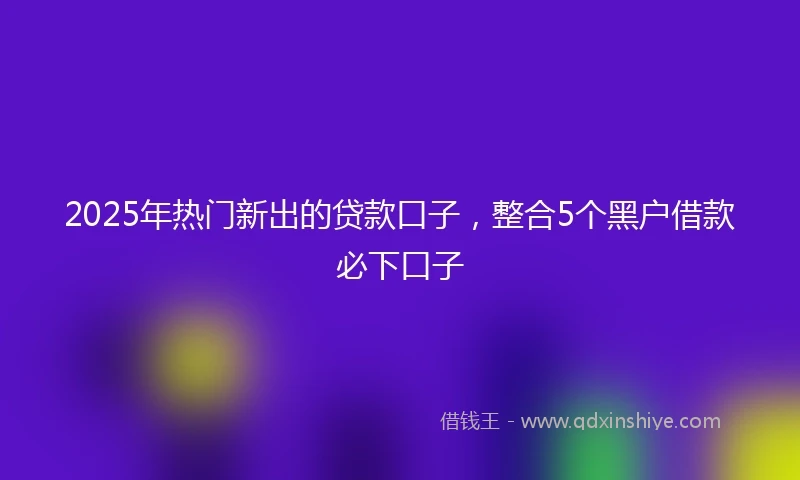2025年热门新出的贷款口子，整合5个黑户借款必下口子