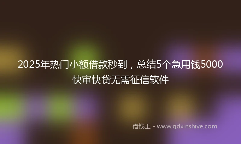 2025年热门小额借款秒到，总结5个急用钱5000快审快贷无需征信软件
