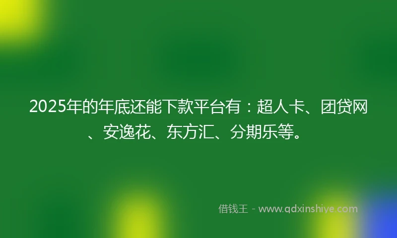 2025年的年底还能下款平台有：超人卡、团贷网、安逸花、东方汇、分期乐等。