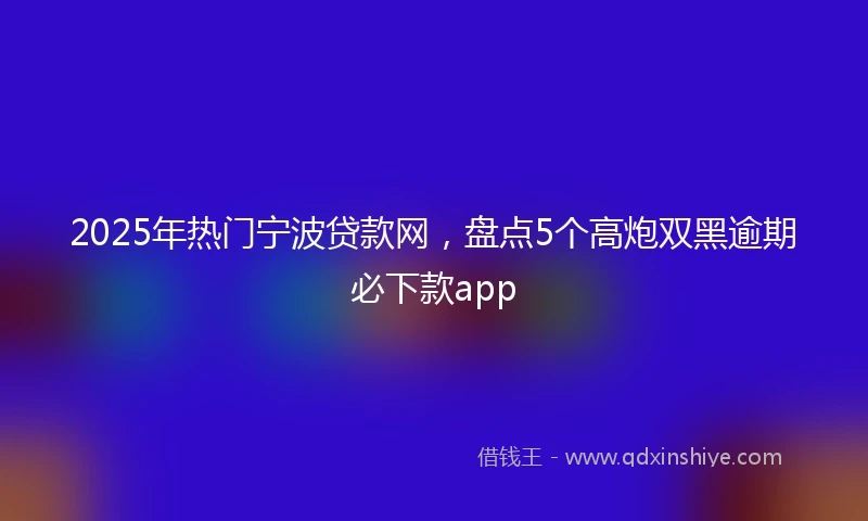 2025年热门宁波贷款网，盘点5个高炮双黑逾期必下款app