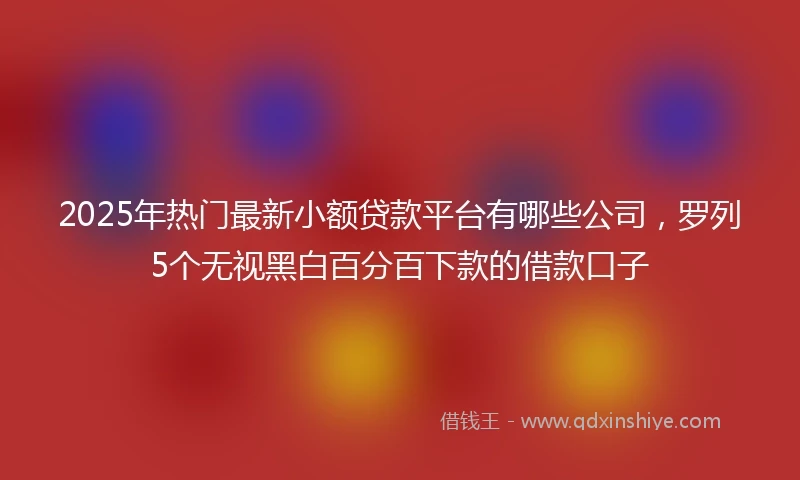 2025年热门最新小额贷款平台有哪些公司，罗列5个无视黑白百分百下款的借款口子