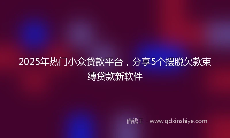 2025年热门小众贷款平台，分享5个摆脱欠款束缚贷款新软件