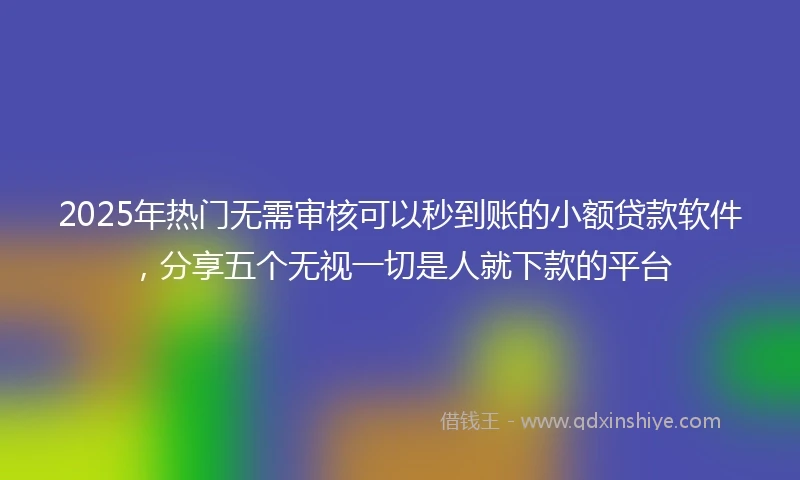 2025年热门无需审核可以秒到账的小额贷款软件，分享五个无视一切是人就下款的平台