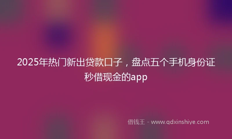 2025年热门新出贷款口子，盘点五个手机身份证秒借现金的app