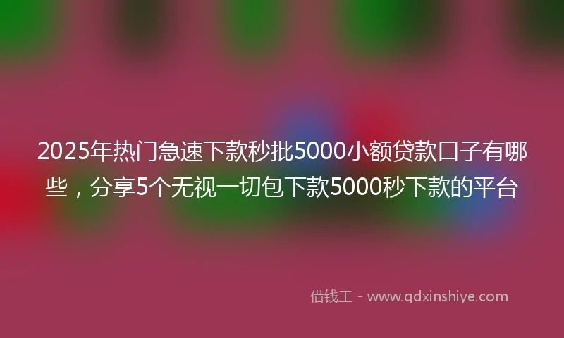 2025年热门急速下款秒批5000小额贷款口子有哪些，分享5个无视一切包下款5000秒下款的平台