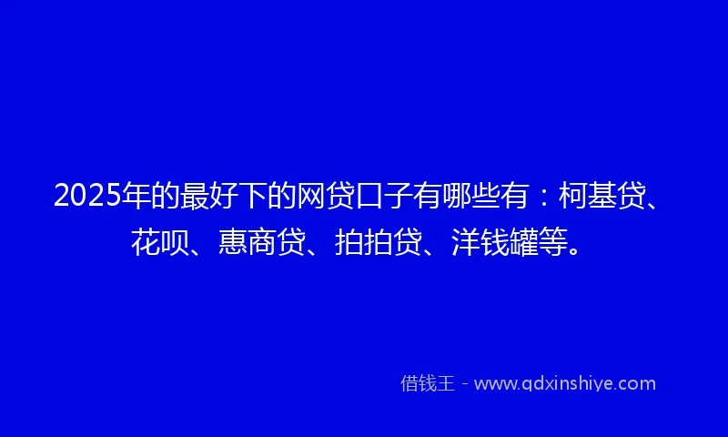 2025年的最好下的网贷口子有哪些有：柯基贷、花呗、惠商贷、拍拍贷、洋钱罐等。