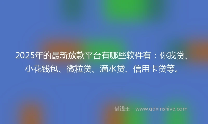 2025年的最新放款平台有哪些软件有：你我贷、小花钱包、微粒贷、滴水贷、信用卡贷等。