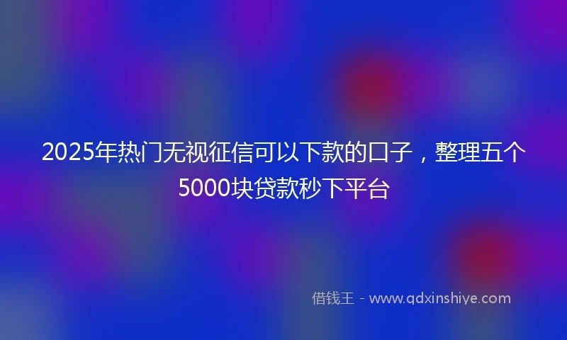 2025年热门无视征信可以下款的口子，整理五个5000块贷款秒下平台