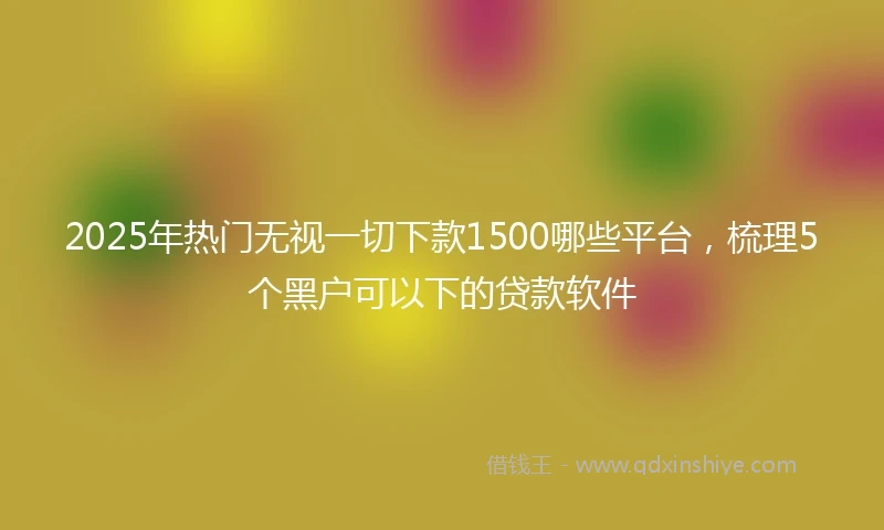 2025年热门无视一切下款1500哪些平台，梳理5个黑户可以下的贷款软件