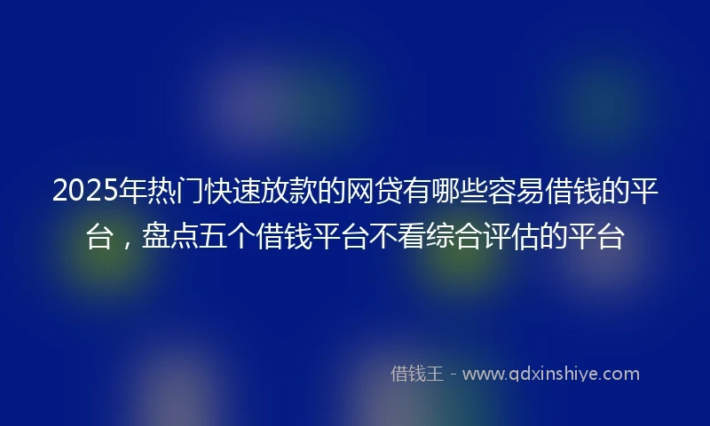2025年热门快速放款的网贷有哪些容易借钱的平台，盘点五个借钱平台不看综合评估的平台