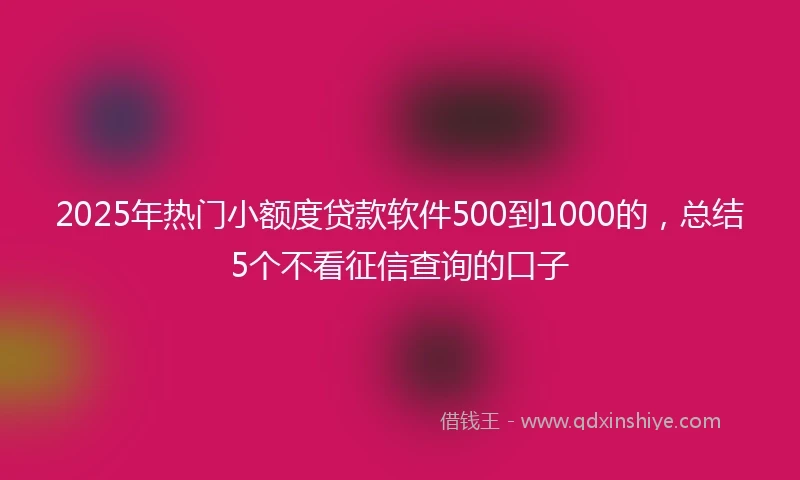 2025年热门小额度贷款软件500到1000的，总结5个不看征信查询的口子