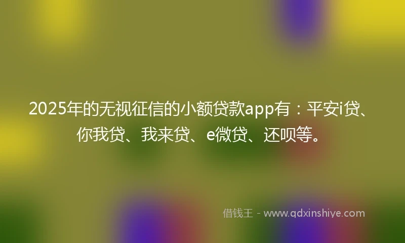 2025年的无视征信的小额贷款app有：平安i贷、你我贷、我来贷、e微贷、还呗等。