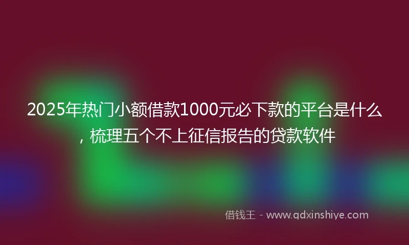 2025年热门小额借款1000元必下款的平台是什么，梳理五个不上征信报告的贷款软件