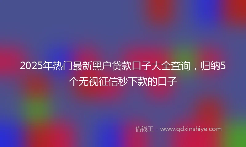 2025年热门最新黑户贷款口子大全查询，归纳5个无视征信秒下款的口子