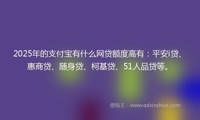 2025年的支付宝有什么网贷额度高有：平安i贷、惠商贷、随身贷、柯基贷、51人品贷等。