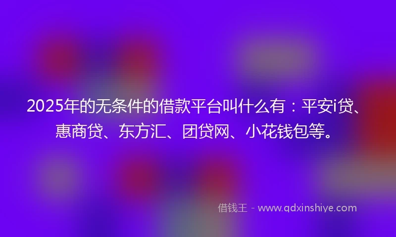 2025年的无条件的借款平台叫什么有：平安i贷、惠商贷、东方汇、团贷网、小花钱包等。