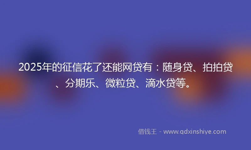2025年的征信花了还能网贷有：随身贷、拍拍贷、分期乐、微粒贷、滴水贷等。