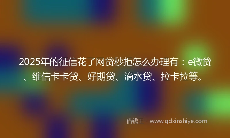 2025年的征信花了网贷秒拒怎么办理有：e微贷、维信卡卡贷、好期贷、滴水贷、拉卡拉等。