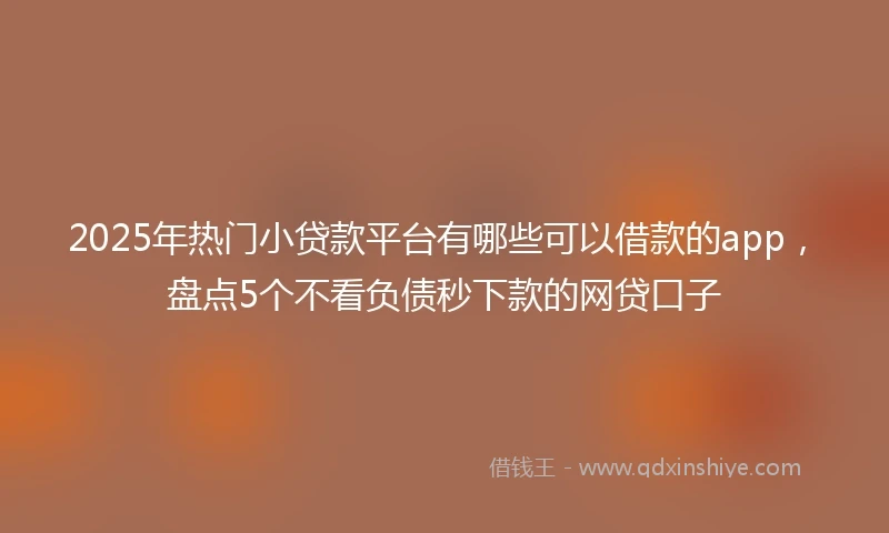 2025年热门小贷款平台有哪些可以借款的app，盘点5个不看负债秒下款的网贷口子