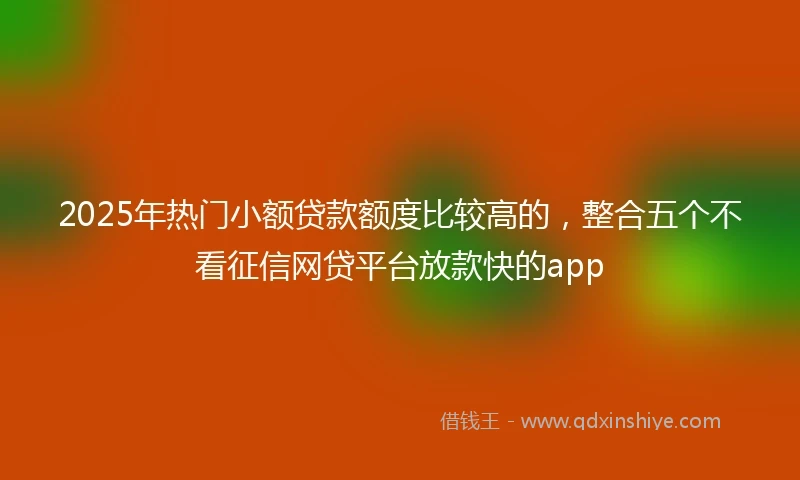 2025年热门小额贷款额度比较高的，整合五个不看征信网贷平台放款快的app