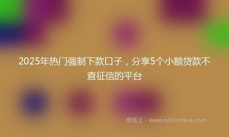 2025年热门强制下款口子，分享5个小额贷款不查征信的平台