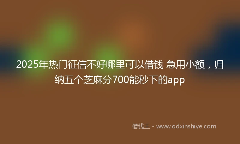 2025年热门征信不好哪里可以借钱 急用小额，归纳五个芝麻分700能秒下的app