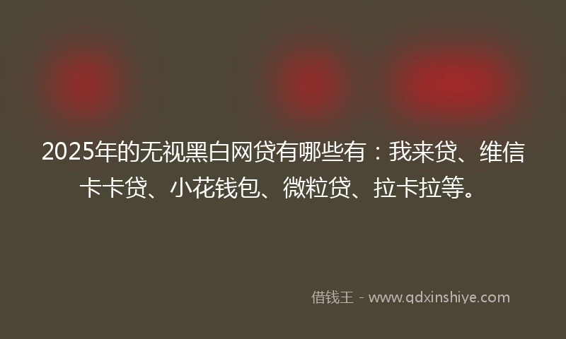 2025年的无视黑白网贷有哪些有：我来贷、维信卡卡贷、小花钱包、微粒贷、拉卡拉等。