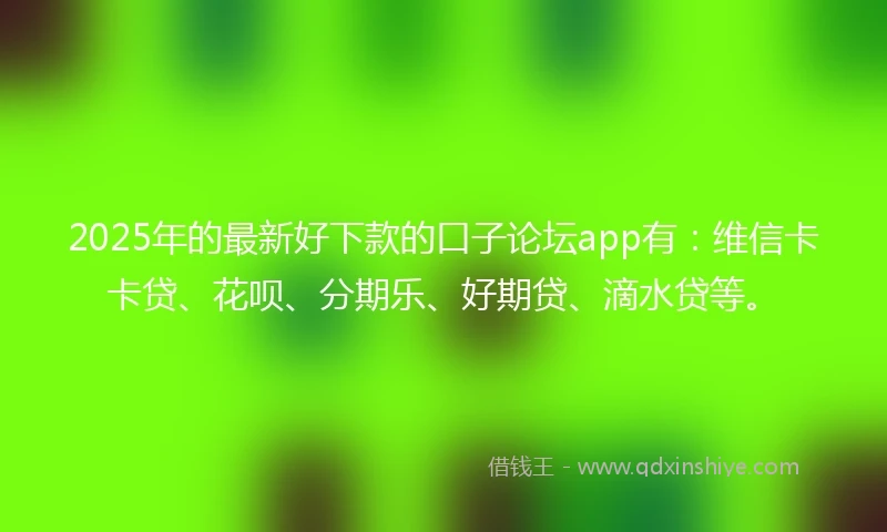 2025年的最新好下款的口子论坛app有：维信卡卡贷、花呗、分期乐、好期贷、滴水贷等。