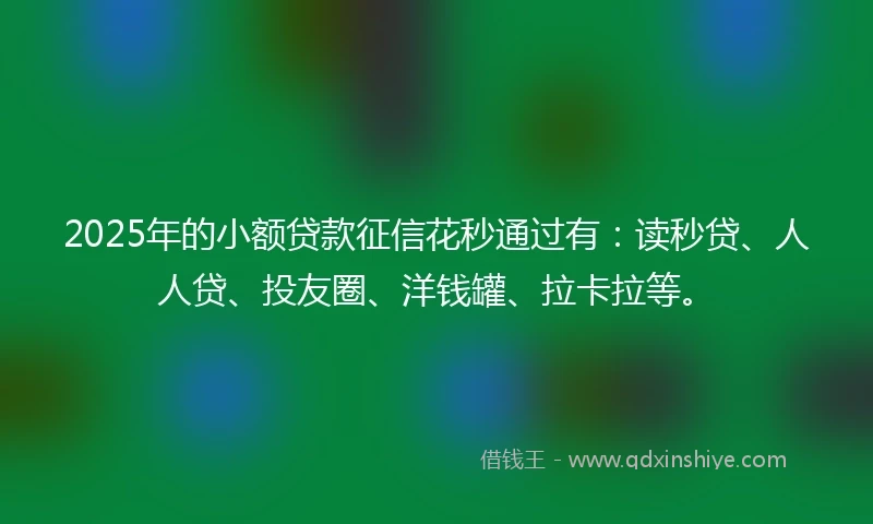 2025年的小额贷款征信花秒通过有：读秒贷、人人贷、投友圈、洋钱罐、拉卡拉等。