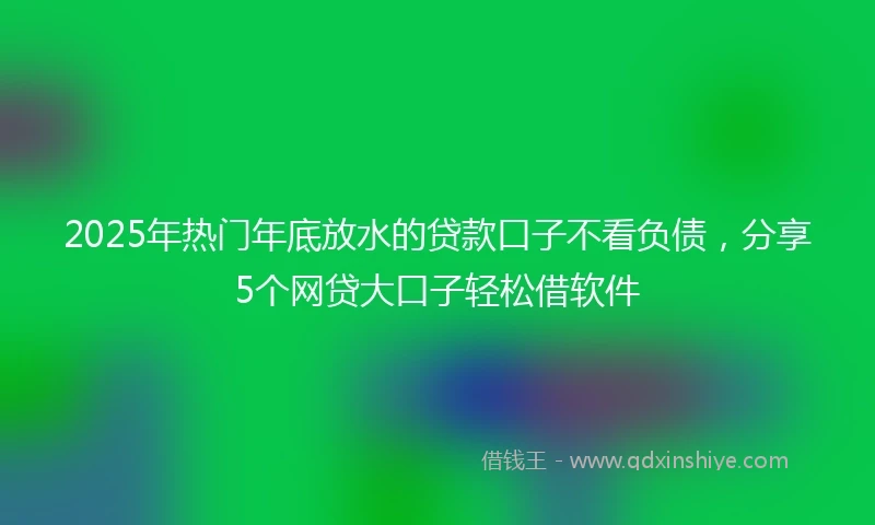 2025年热门年底放水的贷款口子不看负债，分享5个网贷大口子轻松借软件