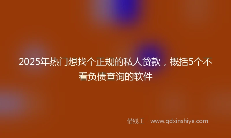 2025年热门想找个正规的私人贷款，概括5个不看负债查询的软件
