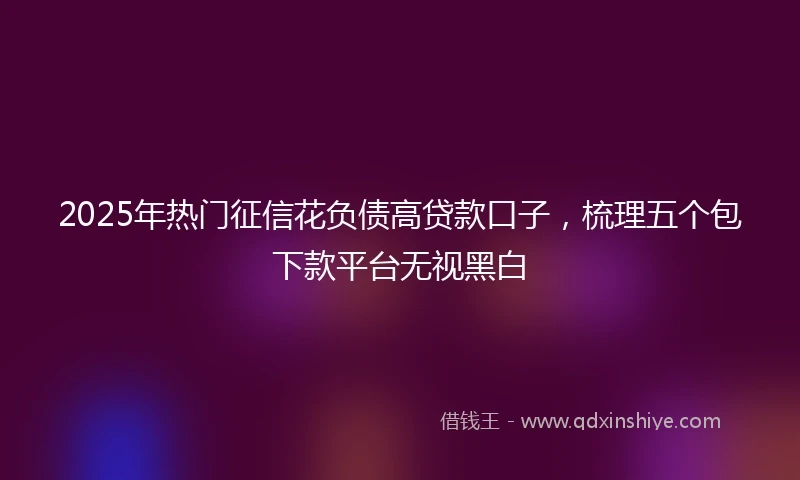 2025年热门征信花负债高贷款口子，梳理五个包下款平台无视黑白