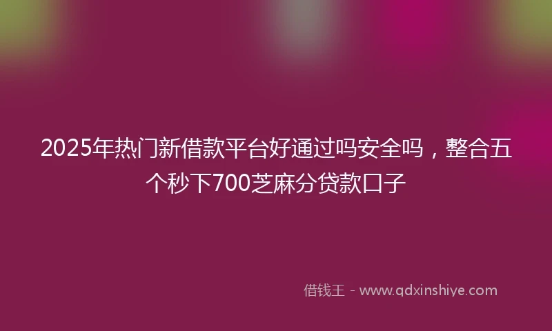 2025年热门新借款平台好通过吗安全吗，整合五个秒下700芝麻分贷款口子