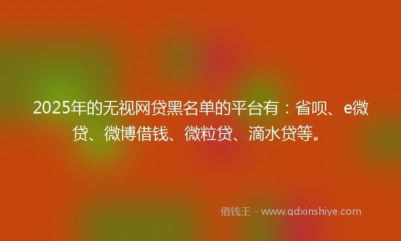 2025年的无视网贷黑名单的平台有：省呗、e微贷、微博借钱、微粒贷、滴水贷等。