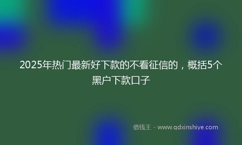 2025年热门最新好下款的不看征信的，概括5个黑户下款口子