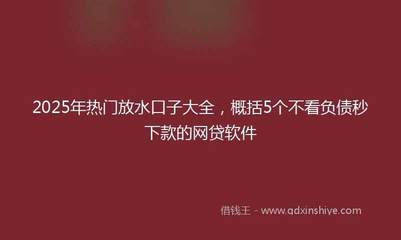 2025年热门放水口子大全，概括5个不看负债秒下款的网贷软件
