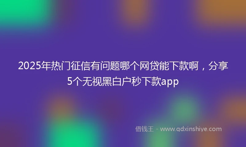 2025年热门征信有问题哪个网贷能下款啊，分享5个无视黑白户秒下款app