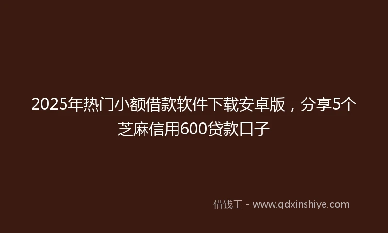 2025年热门小额借款软件下载安卓版，分享5个芝麻信用600贷款口子