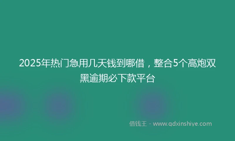 2025年热门急用几天钱到哪借，整合5个高炮双黑逾期必下款平台