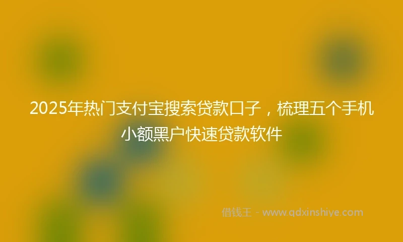2025年热门支付宝搜索贷款口子，梳理五个手机小额黑户快速贷款软件