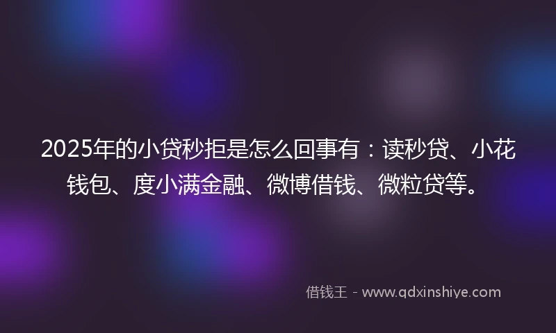 2025年的小贷秒拒是怎么回事有：读秒贷、小花钱包、度小满金融、微博借钱、微粒贷等。