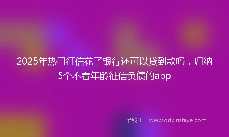 2025年热门征信花了银行还可以贷到款吗，归纳5个不看年龄征信负债的app