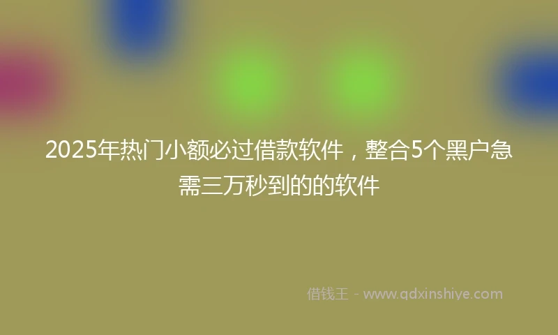 2025年热门小额必过借款软件，整合5个黑户急需三万秒到的的软件