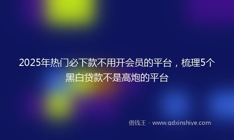 2025年热门必下款不用开会员的平台，梳理5个黑白贷款不是高炮的平台