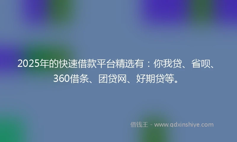 2025年的快速借款平台精选有：你我贷、省呗、360借条、团贷网、好期贷等。