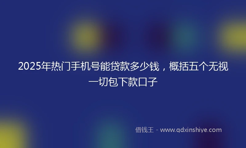2025年热门手机号能贷款多少钱，概括五个无视一切包下款口子