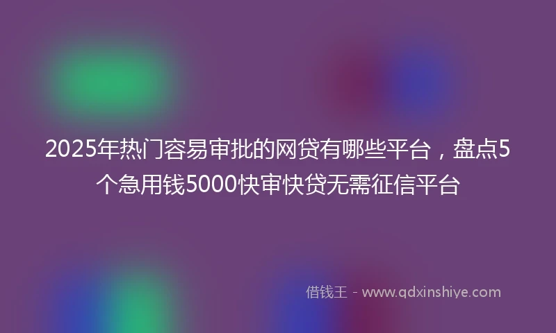 2025年热门容易审批的网贷有哪些平台，盘点5个急用钱5000快审快贷无需征信平台