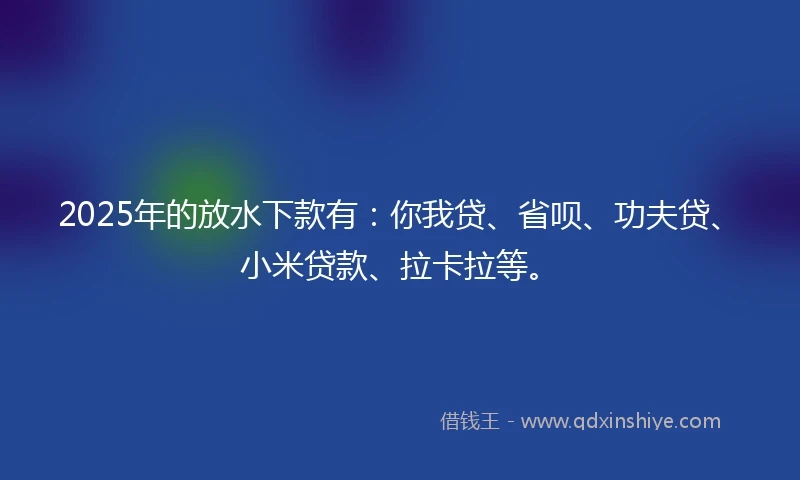 2025年的放水下款有：你我贷、省呗、功夫贷、小米贷款、拉卡拉等。