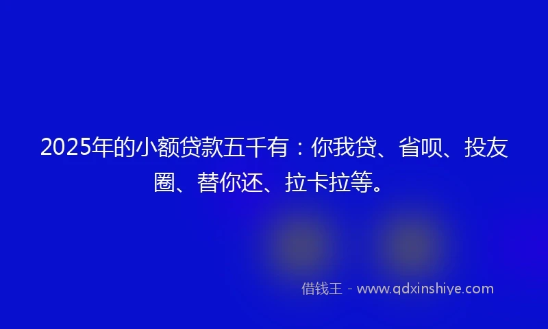 2025年的小额贷款五千有：你我贷、省呗、投友圈、替你还、拉卡拉等。